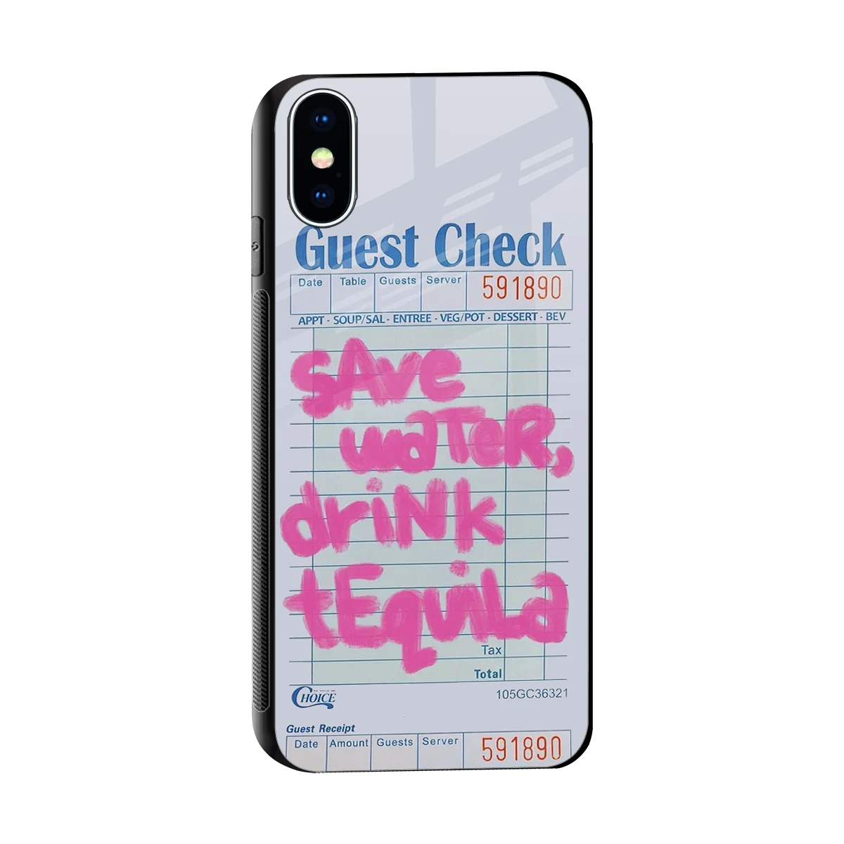 Tequila Tales sleek iphone xs cover with tempered glass back and TPU edges