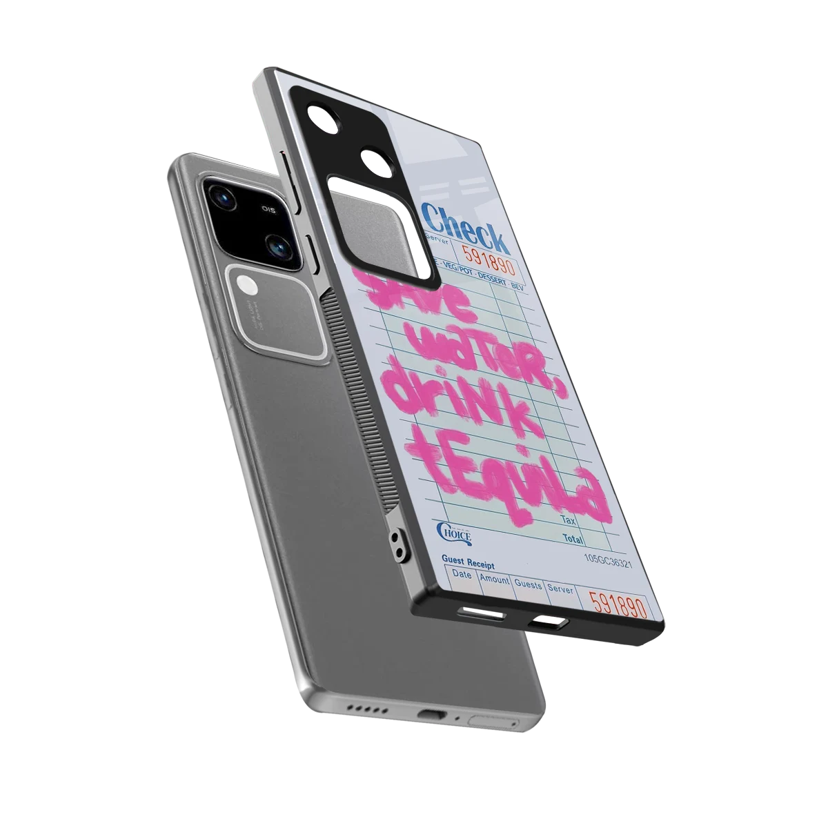 Tequila Tales sleek vivo v30 cover with tempered glass back and TPU edges