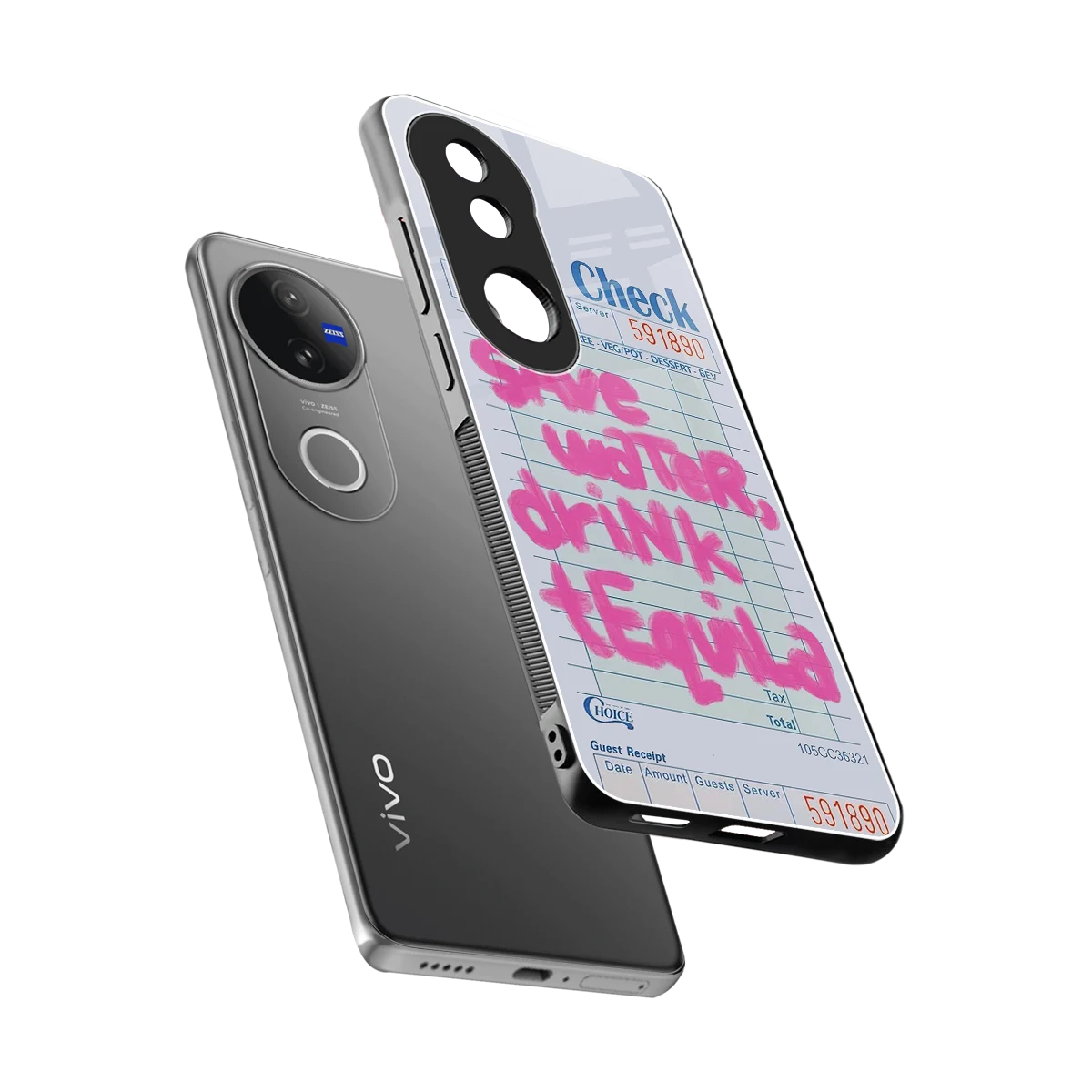 Tequila Tales sleek vivo v50 cover with tempered glass back and TPU edges