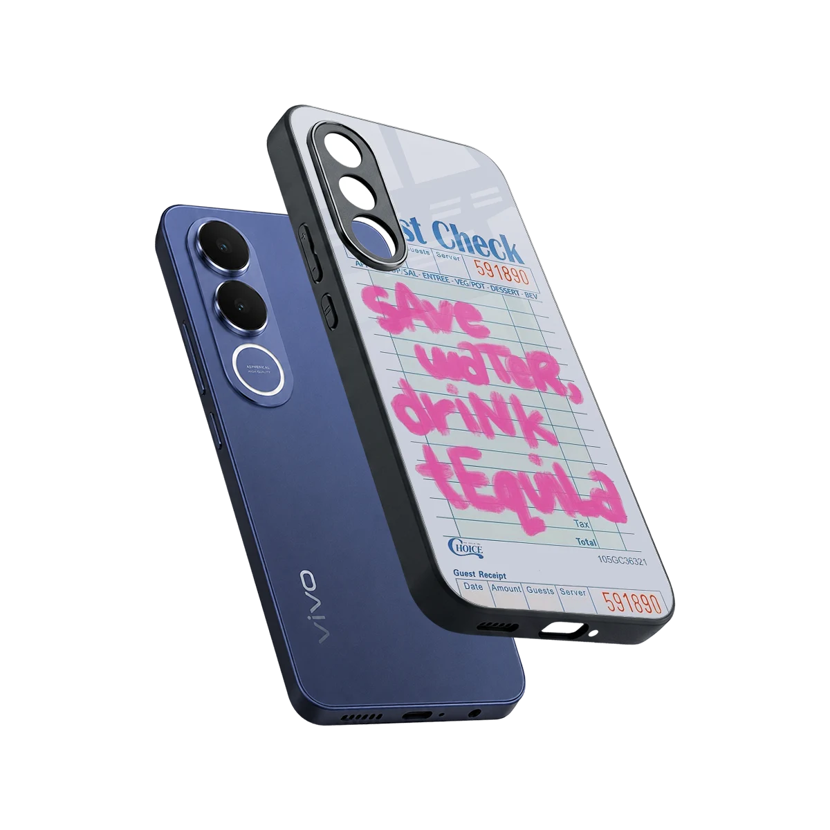 Tequila Tales sleek vivo v70 fe cover with tempered glass back and TPU edges