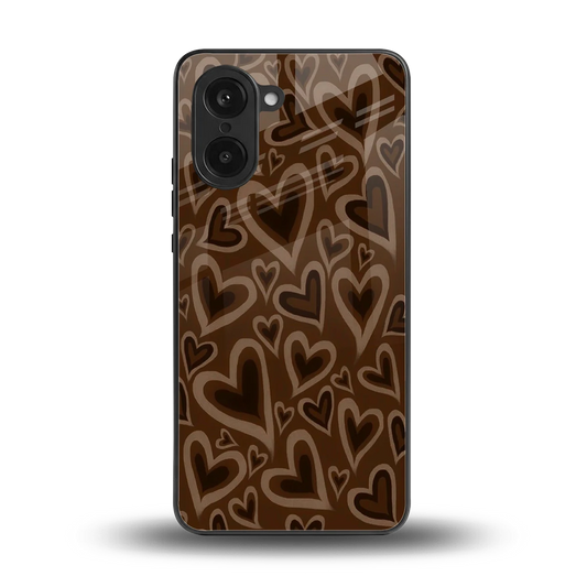 Toasty Brown Hearts back phone cover | glass case for oneplus nord ce5 5g