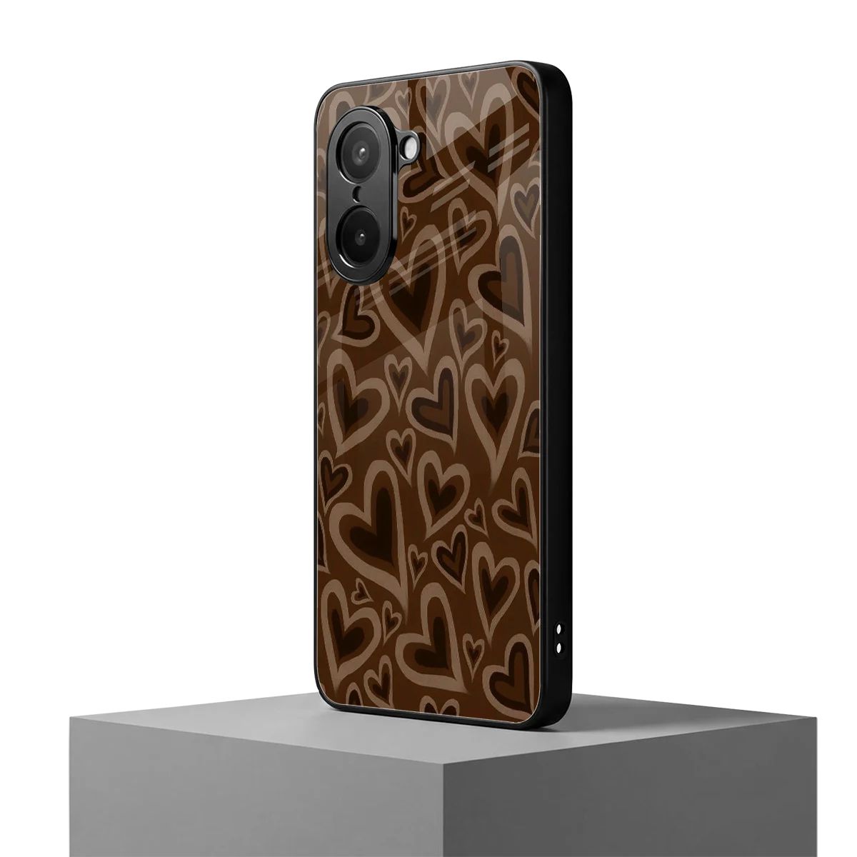 Toasty Brown Hearts oneplus nord ce5 5g mobile cover | shockproof glass phone case