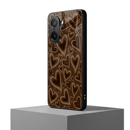 Toasty Brown Hearts oneplus nord ce5 5g mobile cover | shockproof glass phone case