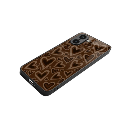 Toasty Brown Hearts stylish phone case for oneplus nord ce5 5g | glossy glass and slim fit