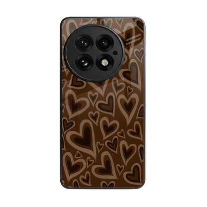 Toasty Brown Hearts back phone cover | glass case for oneplus 13