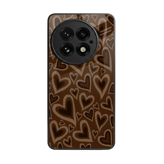 Toasty Brown Hearts back phone cover | glass case for oneplus 13