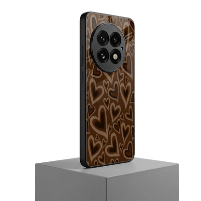 Toasty Brown Hearts oneplus 13 mobile cover | shockproof glass phone case