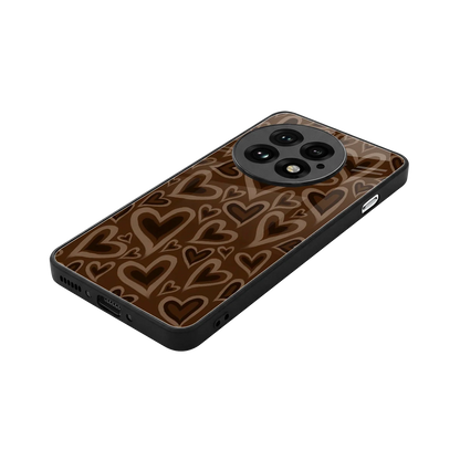 Toasty Brown Hearts stylish phone case for oneplus 13 | glossy glass and slim fit