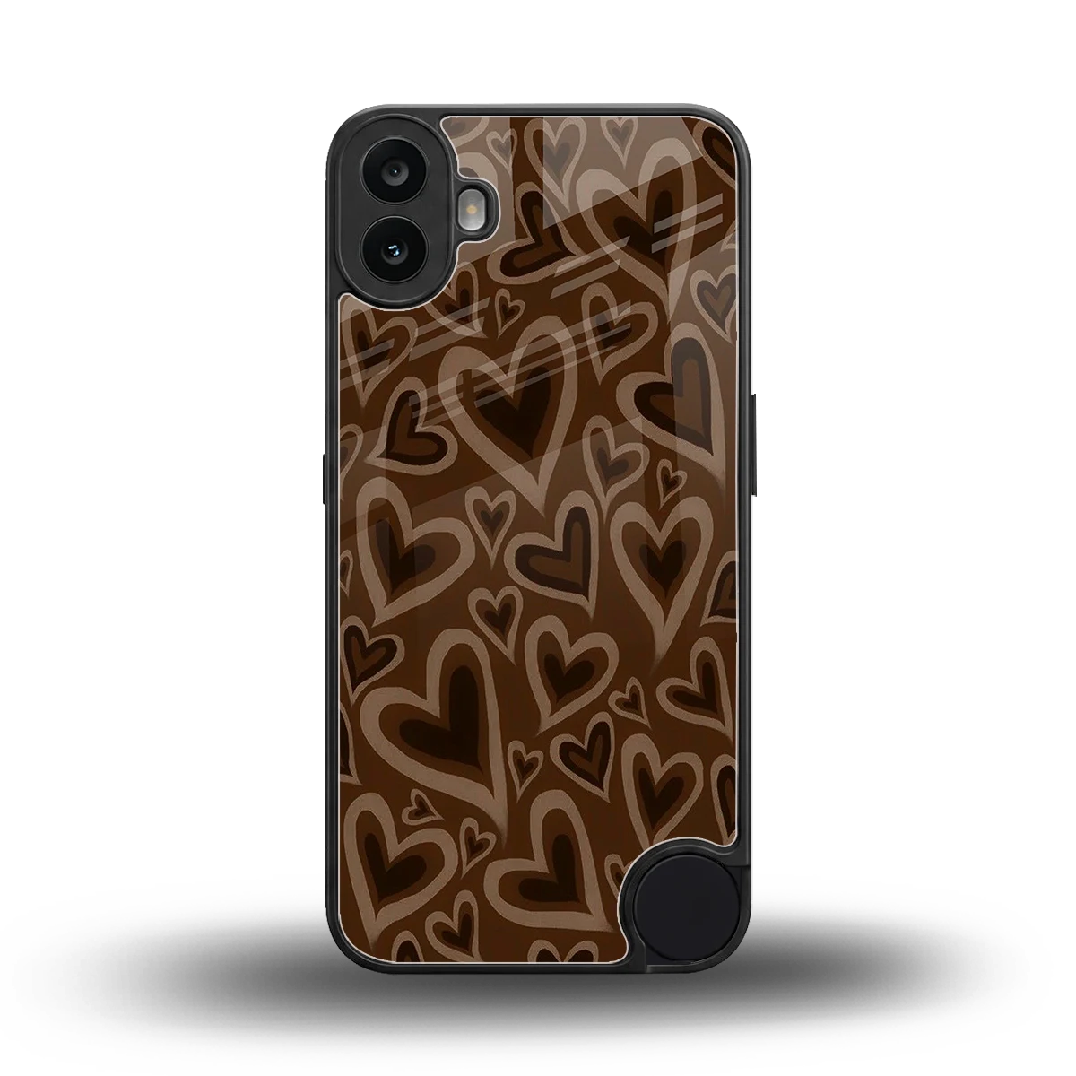 Toasty Brown Hearts back phone cover | glass case for cmf nothing phone 1