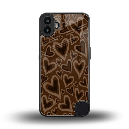 Toasty Brown Hearts back phone cover | glass case for cmf nothing phone 1