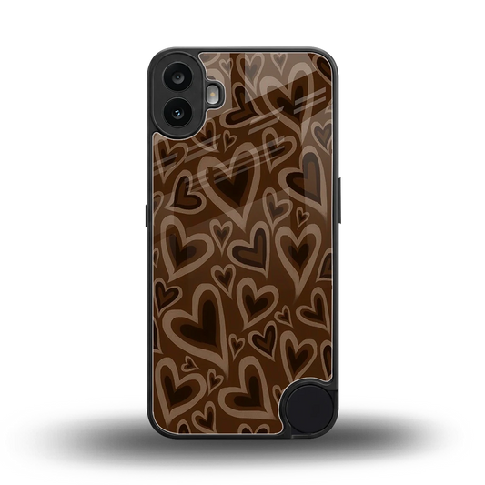Toasty Brown Hearts back phone cover | glass case for cmf nothing phone 1