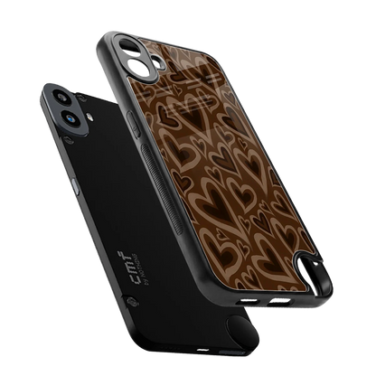 Toasty Brown Hearts sleek cmf nothing phone 1 cover with tempered glass back and TPU edges
