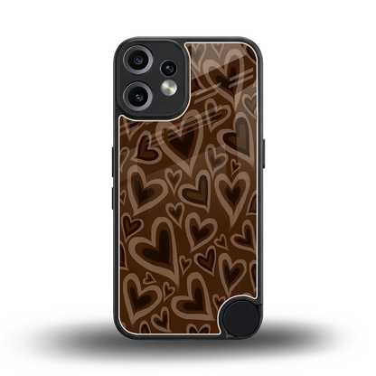 Toasty Brown Hearts back phone cover | glass case for cmf nothing phone 2 pro