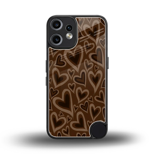 Toasty Brown Hearts back phone cover | glass case for cmf nothing phone 2 pro