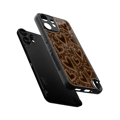 Toasty Brown Hearts sleek cmf nothing phone 2 pro cover with tempered glass back and TPU edges
