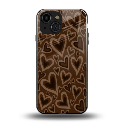 Toasty Brown Hearts back phone cover | glass case for iphone 13 mini