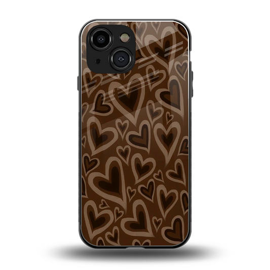 Toasty Brown Hearts back phone cover | glass case for iphone 13 mini