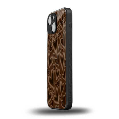 Toasty Brown Hearts iphone 13 mini mobile cover | shockproof glass phone case