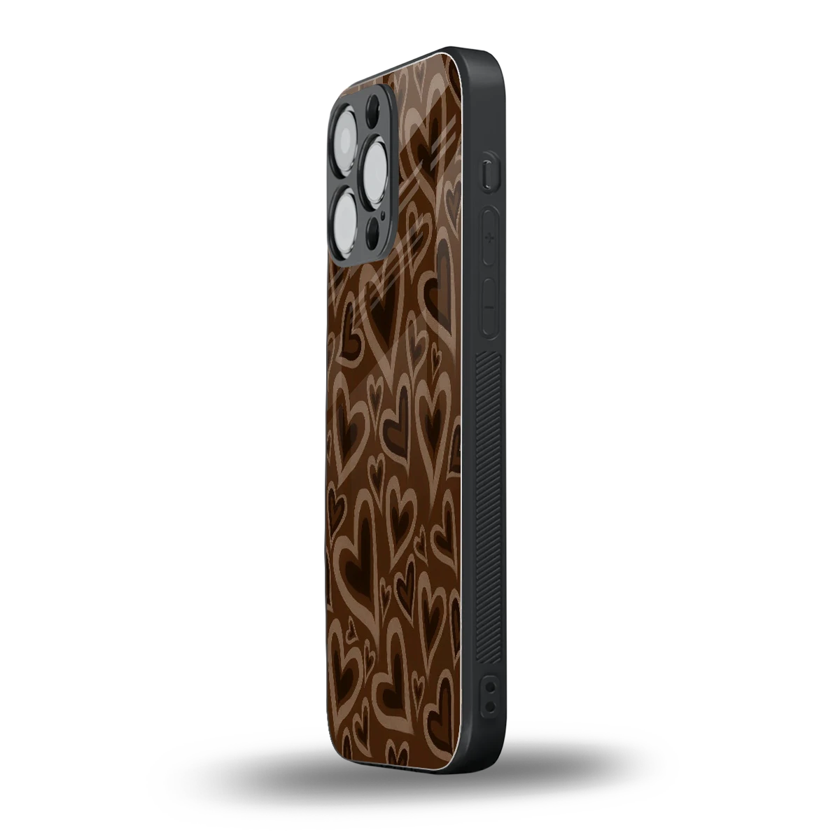 Toasty Brown Hearts iphone 14 pro max mobile cover | shockproof glass phone case