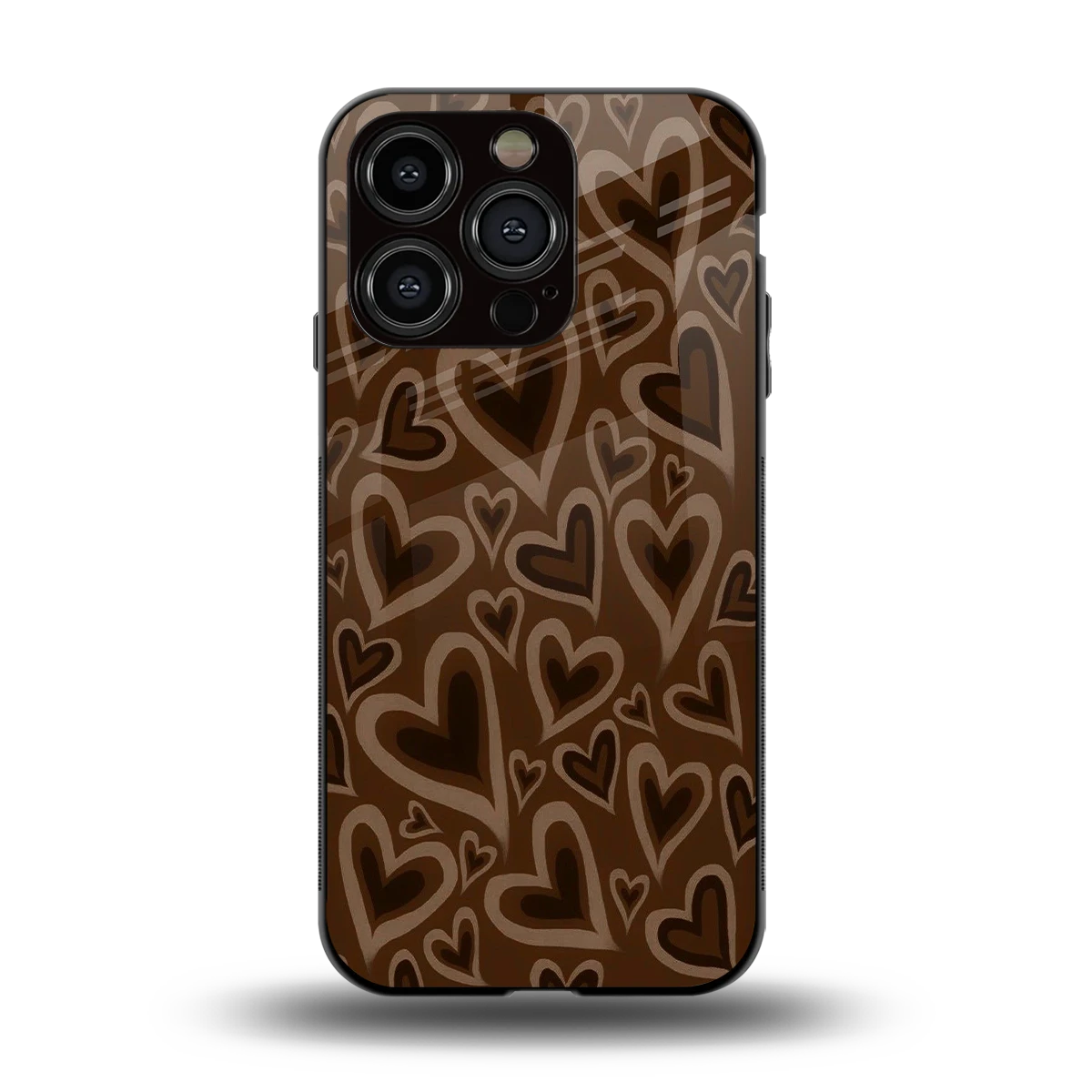 Toasty Brown Hearts back phone cover | glass case for iphone 13 pro