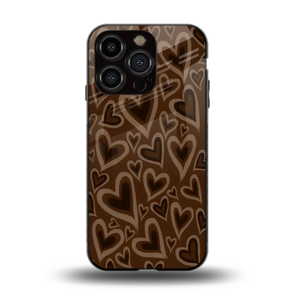 Toasty Brown Hearts back phone cover | glass case for iphone 13 pro
