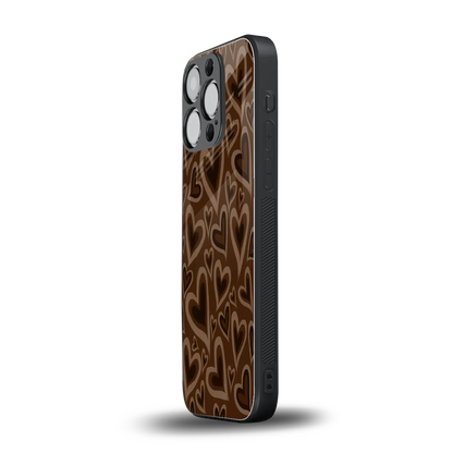 Toasty Brown Hearts iphone 11 pro mobile cover | shockproof glass phone case