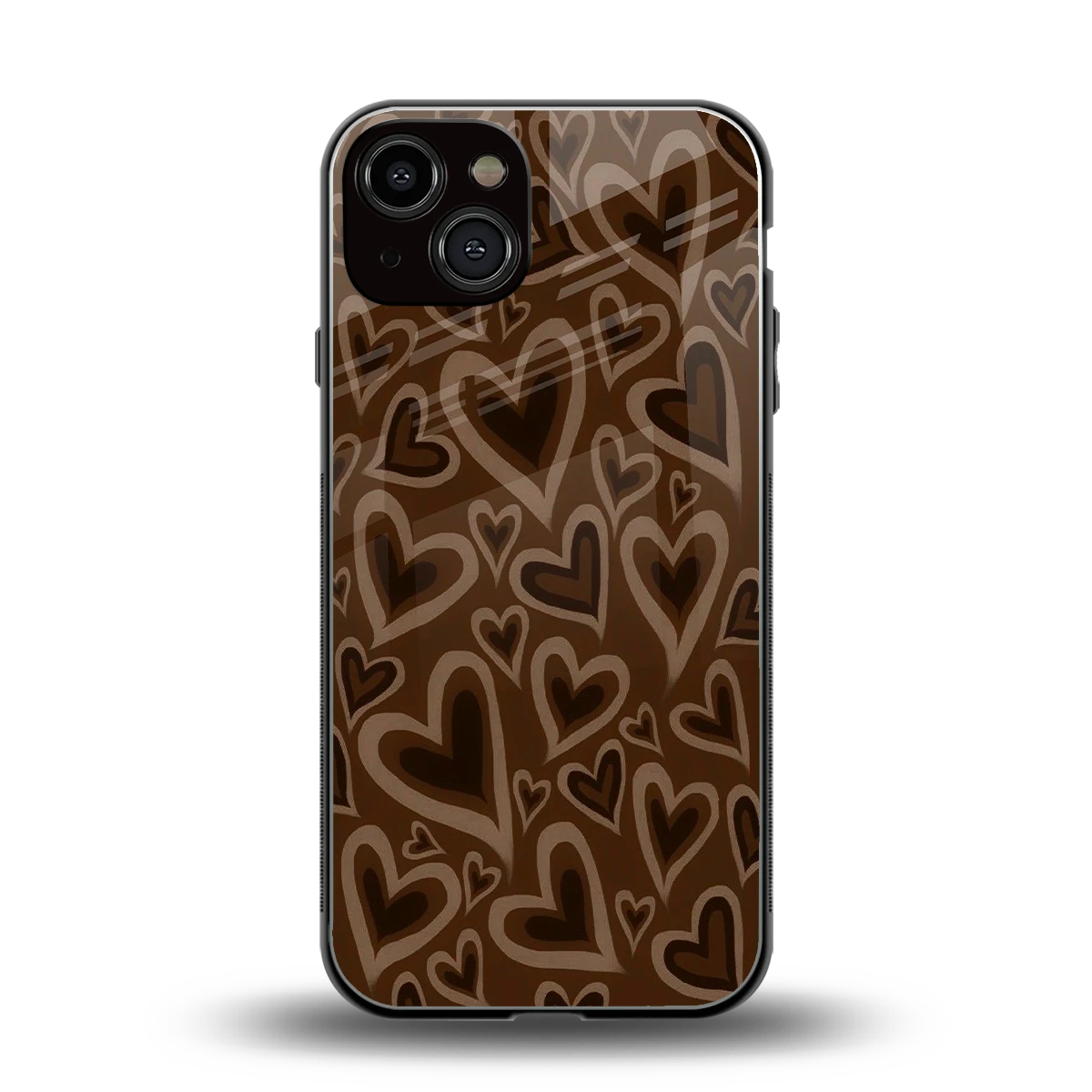 Toasty Brown Hearts back phone cover | glass case for iphone 14