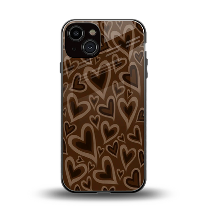 Toasty Brown Hearts back phone cover | glass case for iphone 14