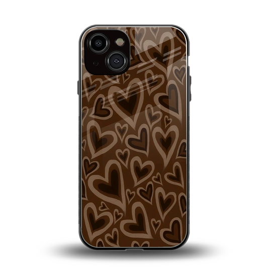 Toasty Brown Hearts back phone cover | glass case for iphone 14