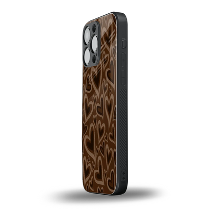 Toasty Brown Hearts iphone 15 pro max mobile cover | shockproof glass phone case