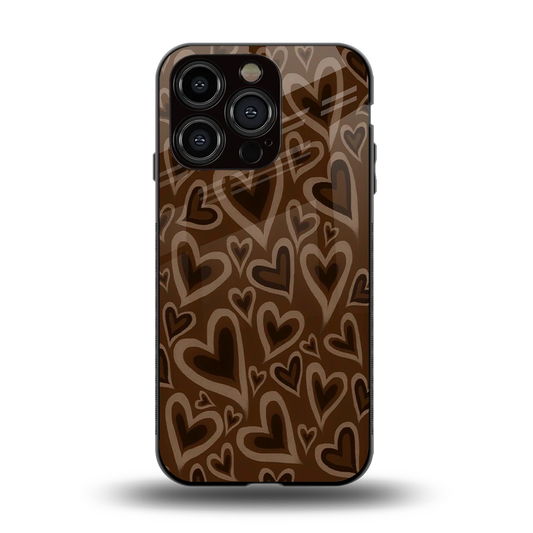 Toasty Brown Hearts back phone cover | glass case for iphone 15 pro