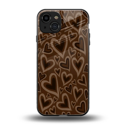 Toasty Brown Hearts back phone cover | glass case for iphone 15