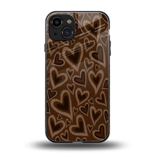 Toasty Brown Hearts back phone cover | glass case for iphone 15