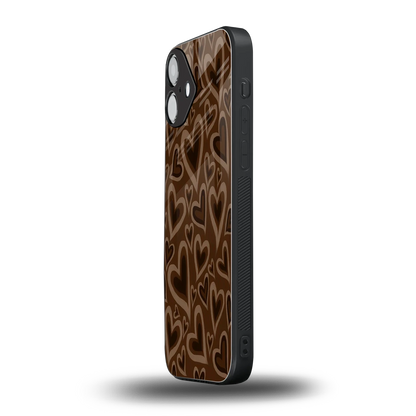 Toasty Brown Hearts iphone 16 plus mobile cover | shockproof glass phone case
