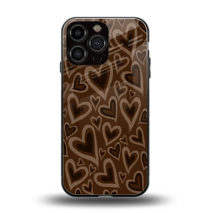 Toasty Brown Hearts back phone cover | glass case for iphone 16 pro max