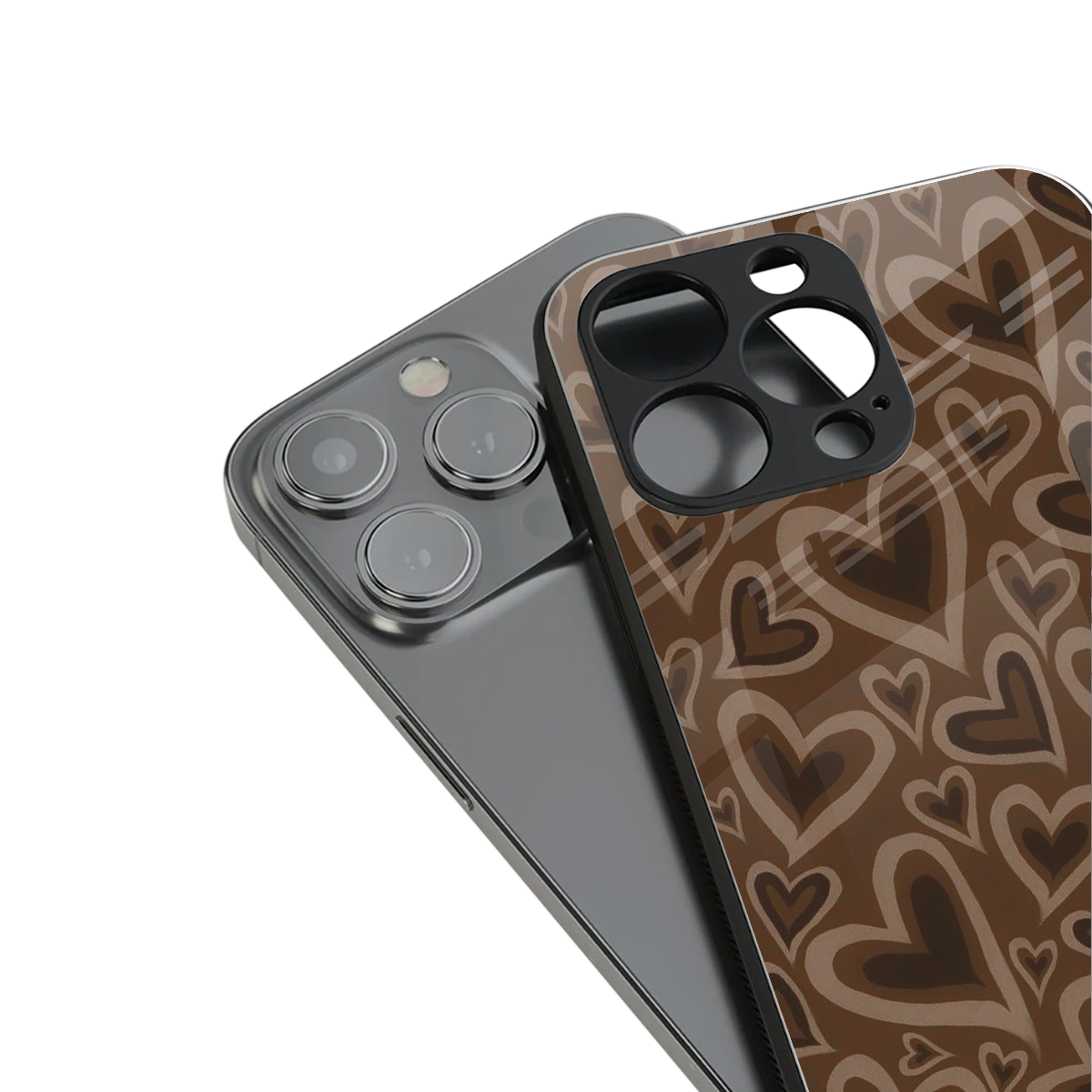 Toasty Brown Hearts Phone Case for Iphone 16 | Glass Case