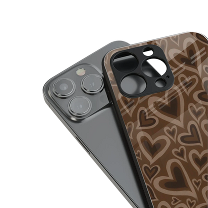 Toasty Brown Hearts stylish phone case for iphone 16 pro max | glossy glass and slim fit