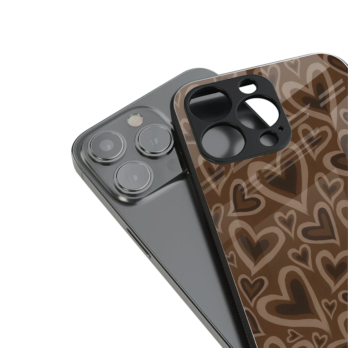 Toasty Brown Hearts stylish phone case for iphone 17 pro max | glossy glass and slim fit