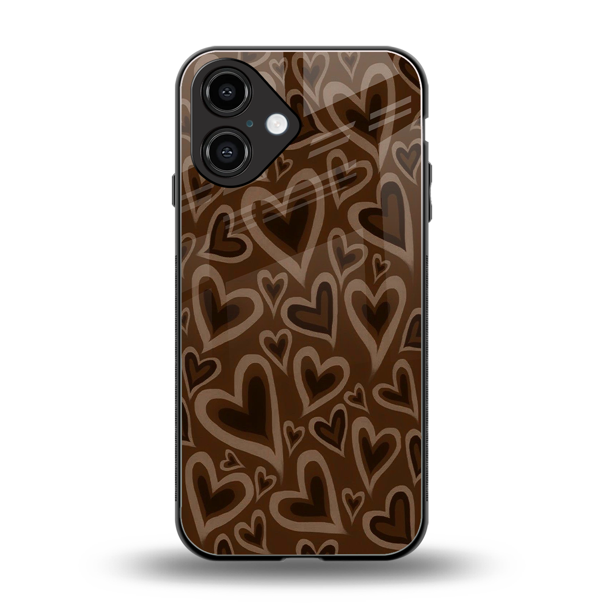 Toasty Brown Hearts Phone Case for Iphone 16 | Glass Case
