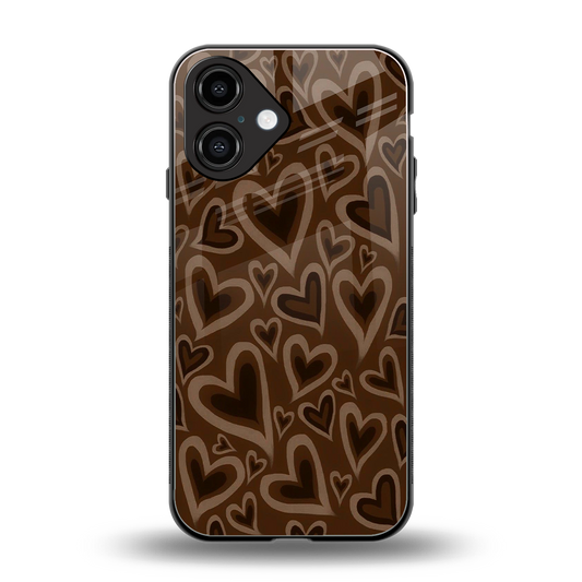 Toasty Brown Hearts Phone Case for Iphone 16 | Glass Case