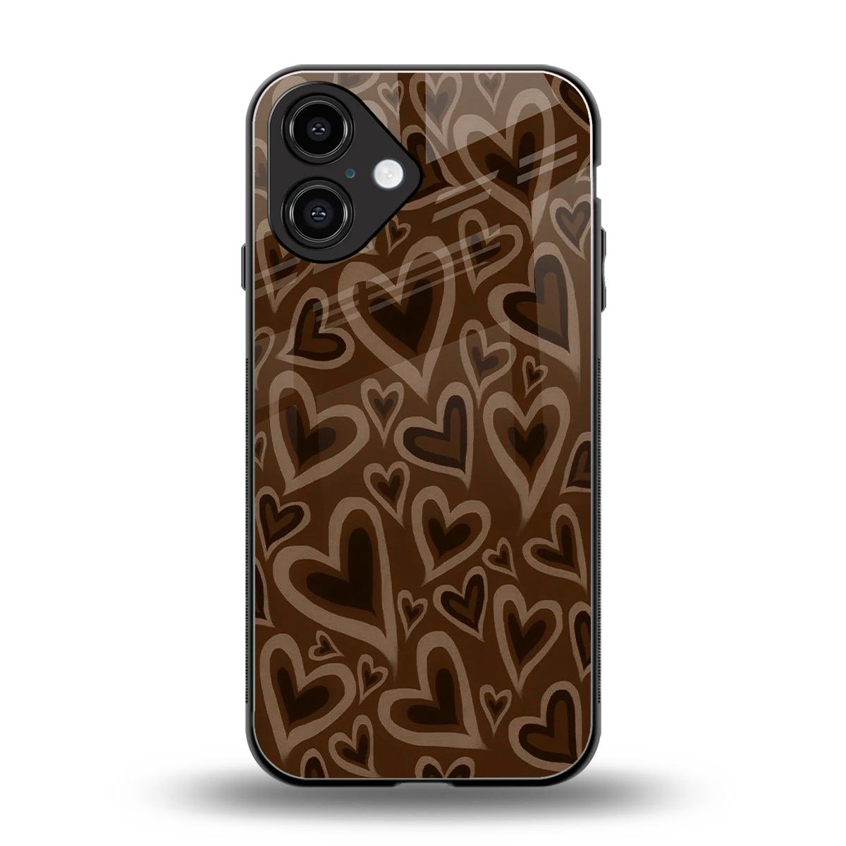 Toasty Brown Hearts back phone cover | glass case for iphone 16