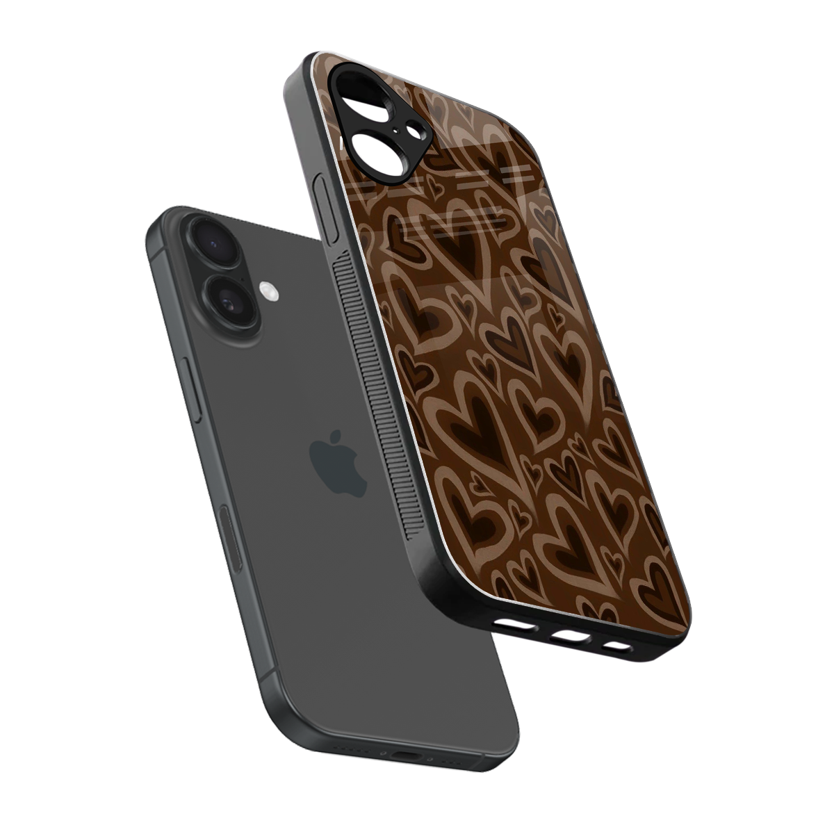 Toasty Brown Hearts Phone Case for Iphone 16 | Glass Case