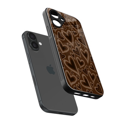 Toasty Brown Hearts Phone Case for Iphone 16 | Glass Case