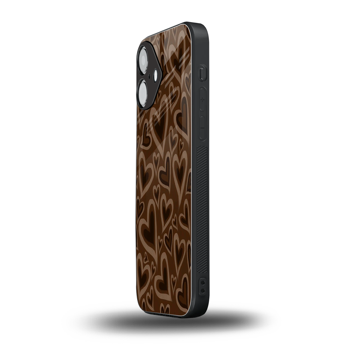 Toasty Brown Hearts Phone Case for Iphone 16 | Glass Case