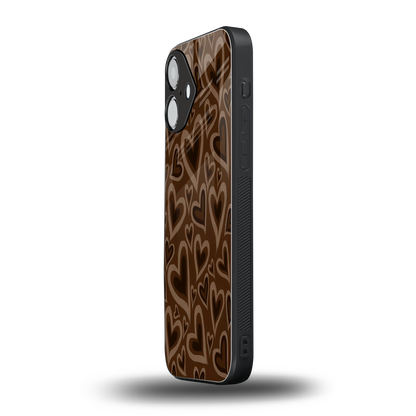 Toasty Brown Hearts Phone Case for Iphone 16 | Glass Case