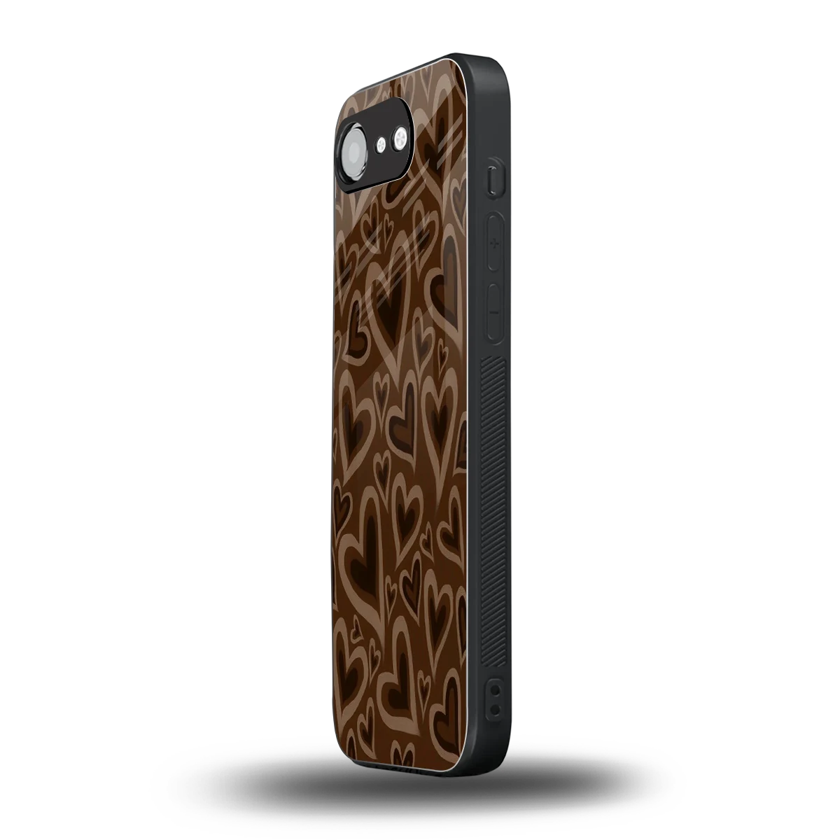 Toasty Brown Hearts iphone 16e mobile cover | shockproof glass phone case