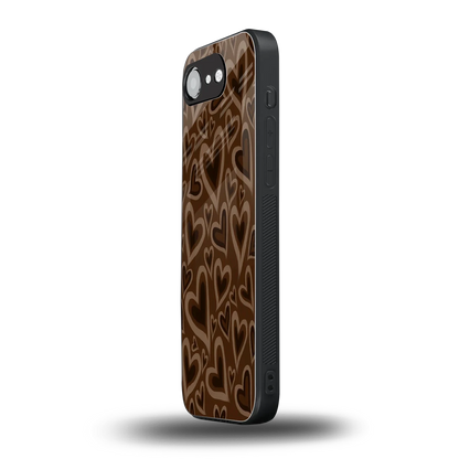 Toasty Brown Hearts iphone 16e mobile cover | shockproof glass phone case