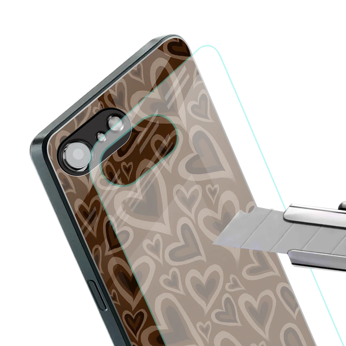 Toasty Brown Hearts stylish phone case for iphone 16e | glossy glass and slim fit
