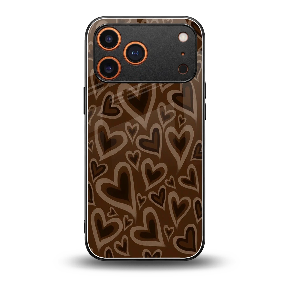 Toasty Brown Hearts back phone cover | glass case for iphone 17 pro max
