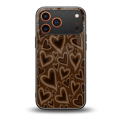 Toasty Brown Hearts back phone cover | glass case for iphone 17 pro max